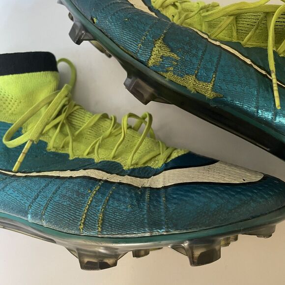 Nike Women’s Soccer Cleats 7.5 Mercurial Superfly Blue Lagoon Neon Volt *READ* - Picture 7 of 11